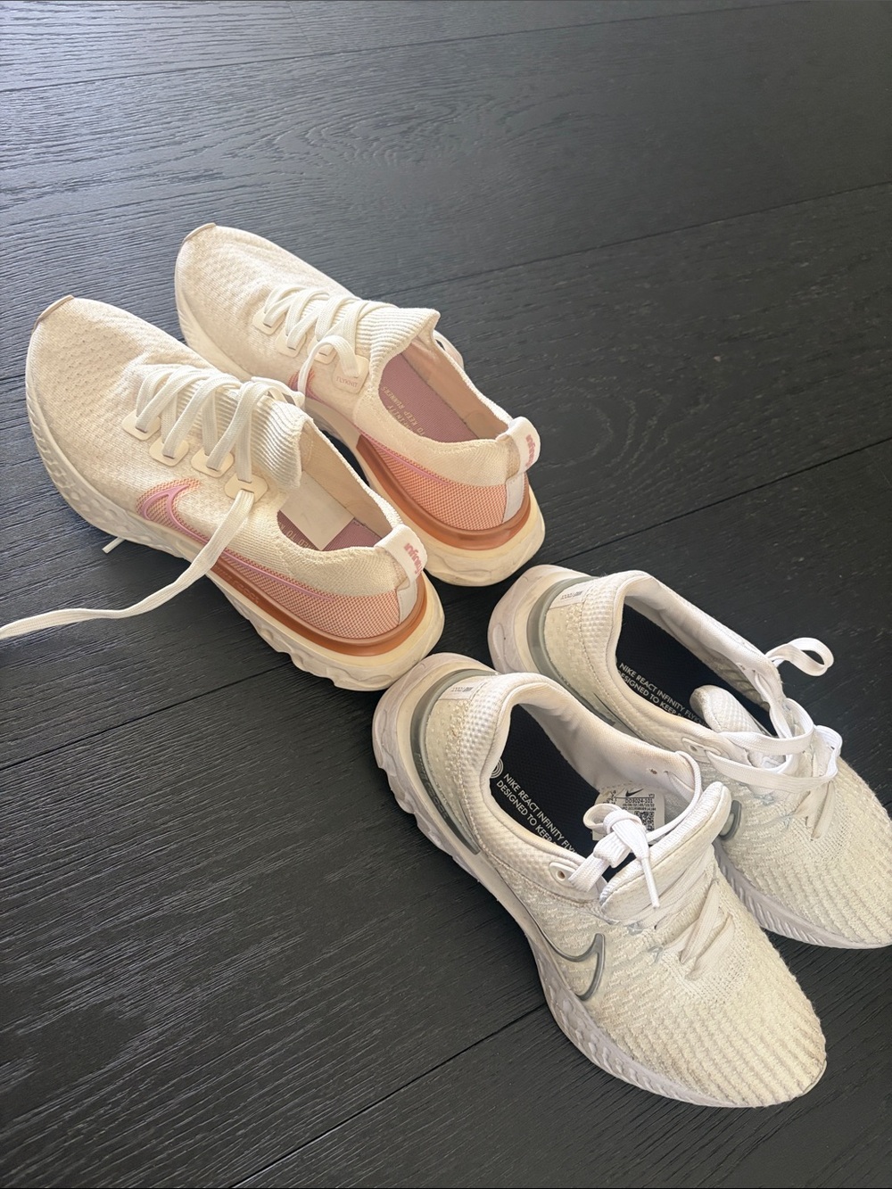 Nike Women’s Running Sneakers - White with Pink and Peach Accents